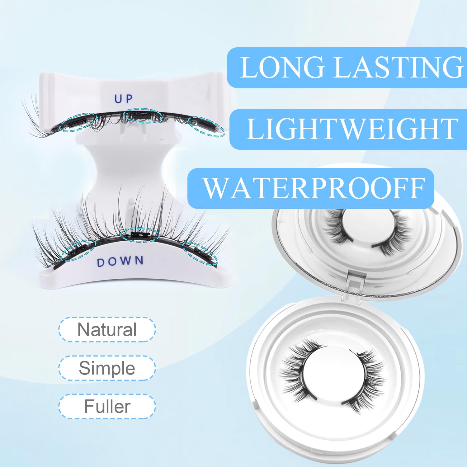 Yogkuse Hunnyfit Magnetic Eyelashes with Applicator – No Glue Needed, Reusable Natural Look