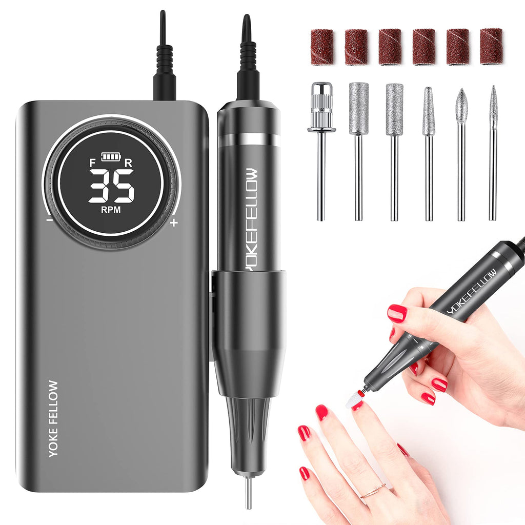 YOKE FELLOW Nail Drill Machine 35000RPM – Pro Electric Nail File for Acrylic, Gel, and Pedicure