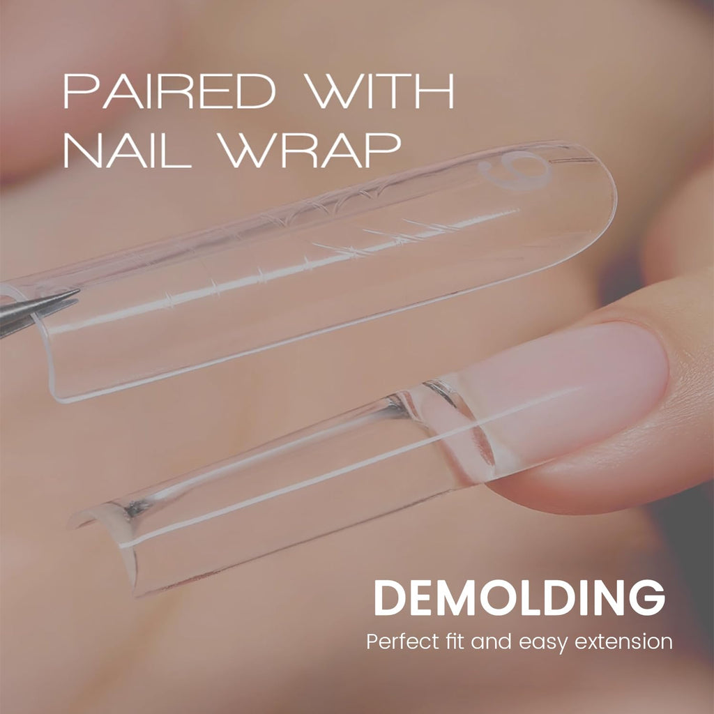 YOKE FELLOW Original Sandwich Nails Dual Forms – 240Pcs, 15 Sizes Long Coffin Nail Mold