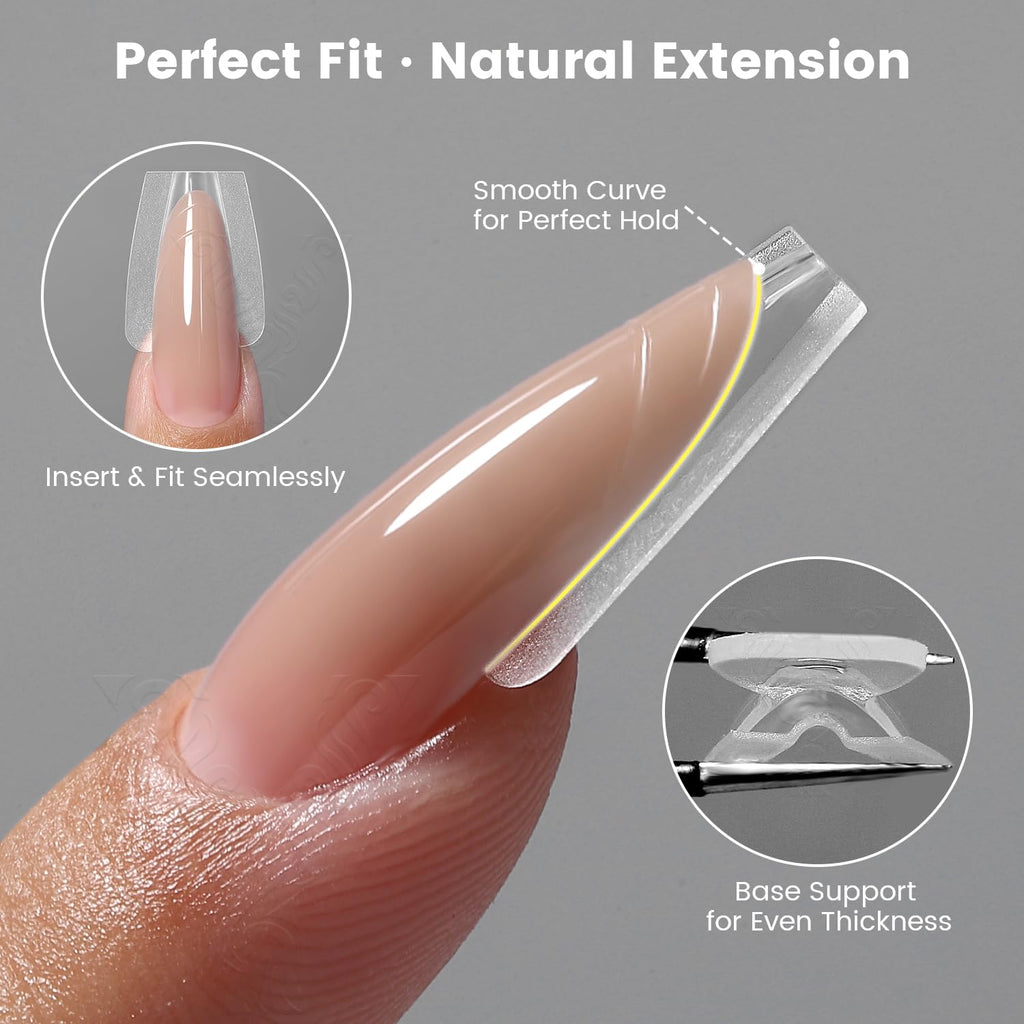 YOKE FELLOW Original Sandwich Nails Dual Forms – 240 Pcs Nail Mold for Quick Extensions (No Paper Forms, 15 Sizes)