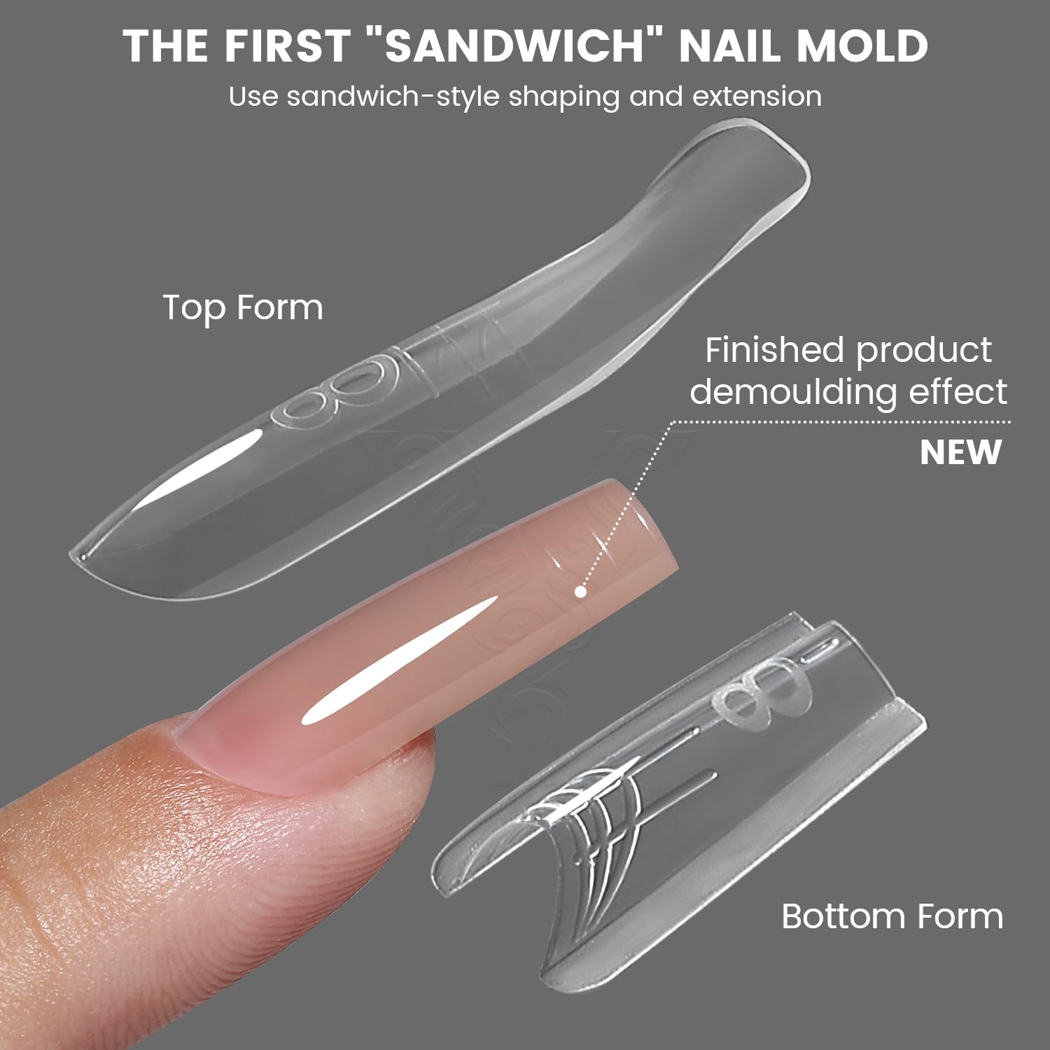 YOKEFELLOW Original Sandwich Nails Dual Forms – 240Pcs, 15 Sizes, Quick Extensions