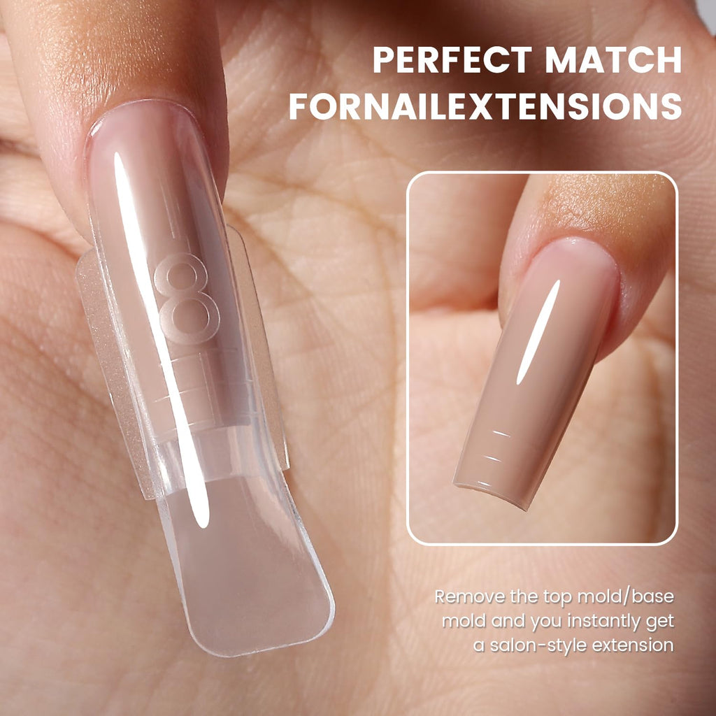 YOKEFELLOW Original Sandwich Nails Dual Forms – 240Pcs, 15 Sizes, Quick Extensions