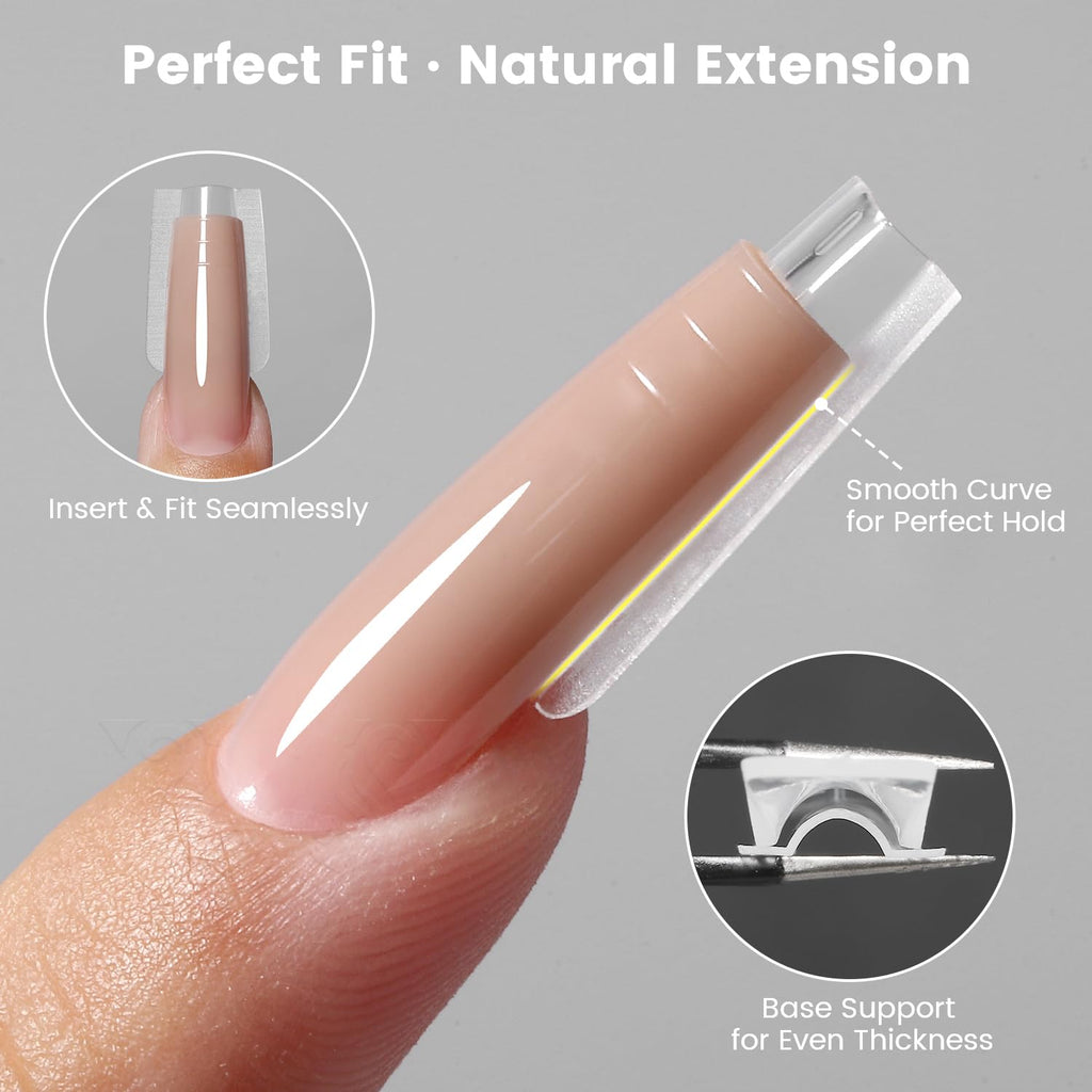 YOKEFELLOW Original Sandwich Nails Dual Forms – 240Pcs, 15 Sizes, Quick Extensions