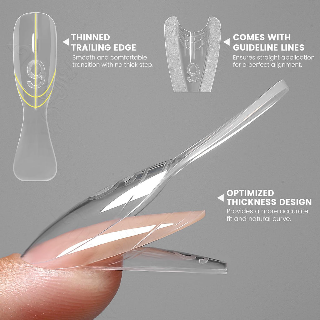 YOKE FELLOW Original Sandwich Nails Dual Forms – 240 Pcs Nail Mold for Quick Extensions (No Paper Forms, 15 Sizes)