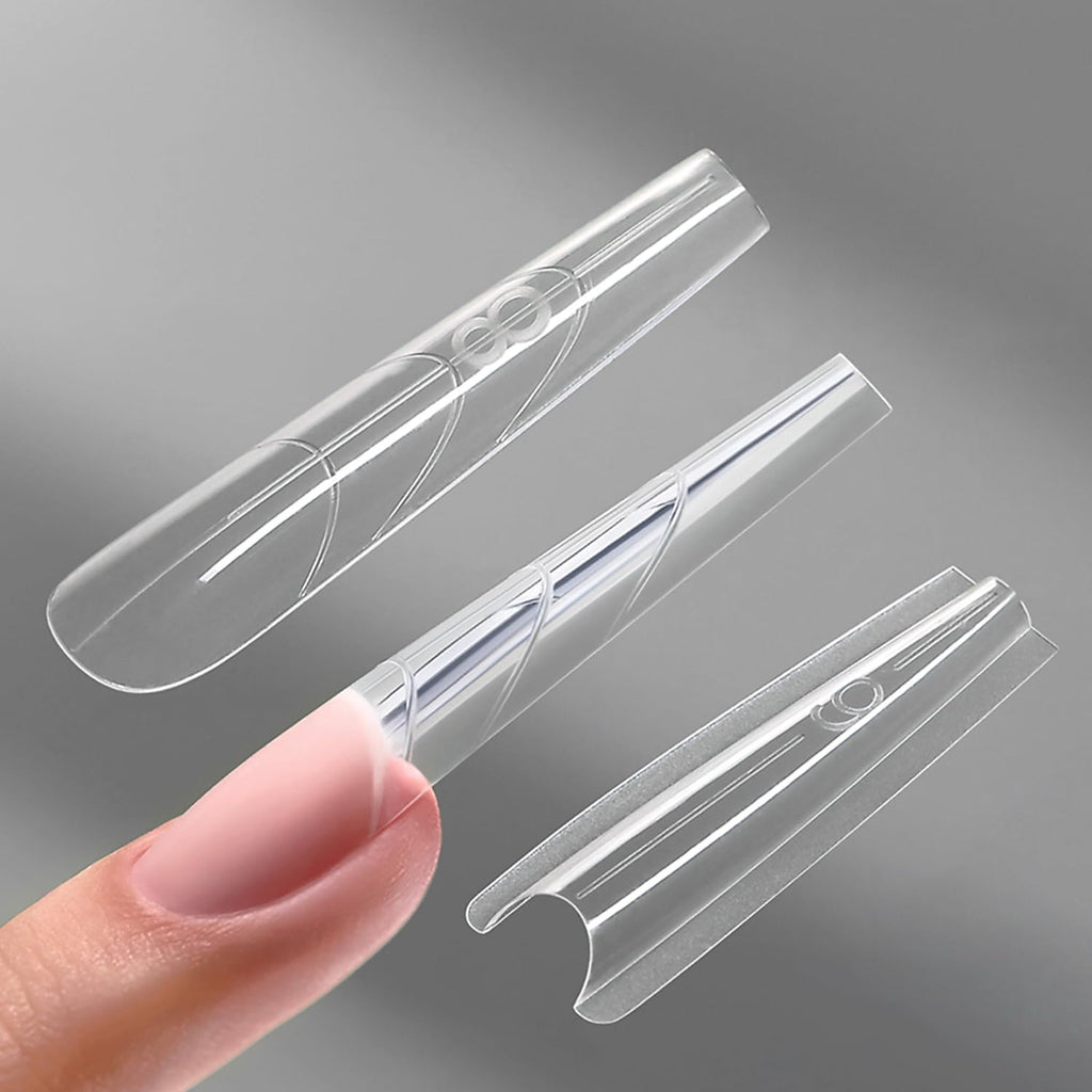 YOKE FELLOW Original Sandwich Nails Dual Forms – 240Pcs, 15 Sizes Long Coffin Nail Mold