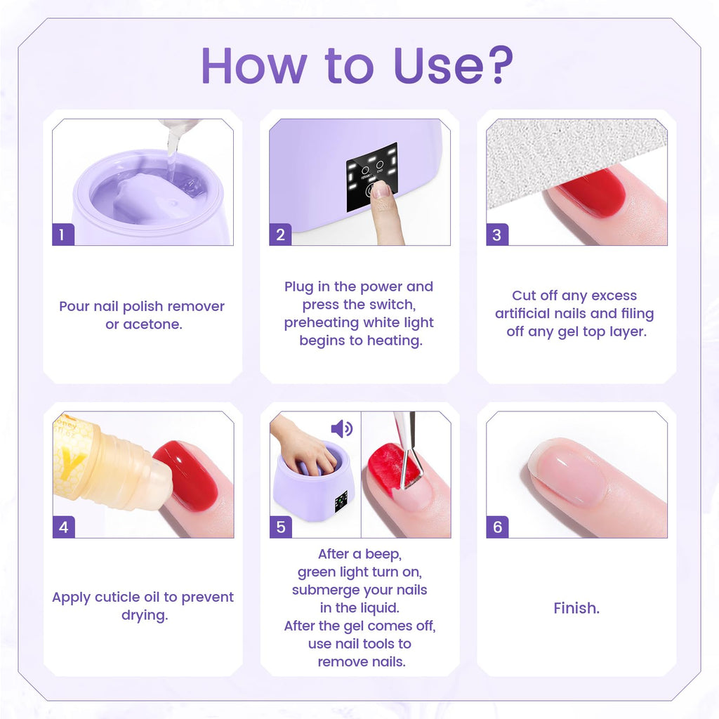 Yokilly Heated Nail Soaking Bowl – 50% Faster Nail Soak Off, Electric Manicure Bowl for Home Use (Purple)