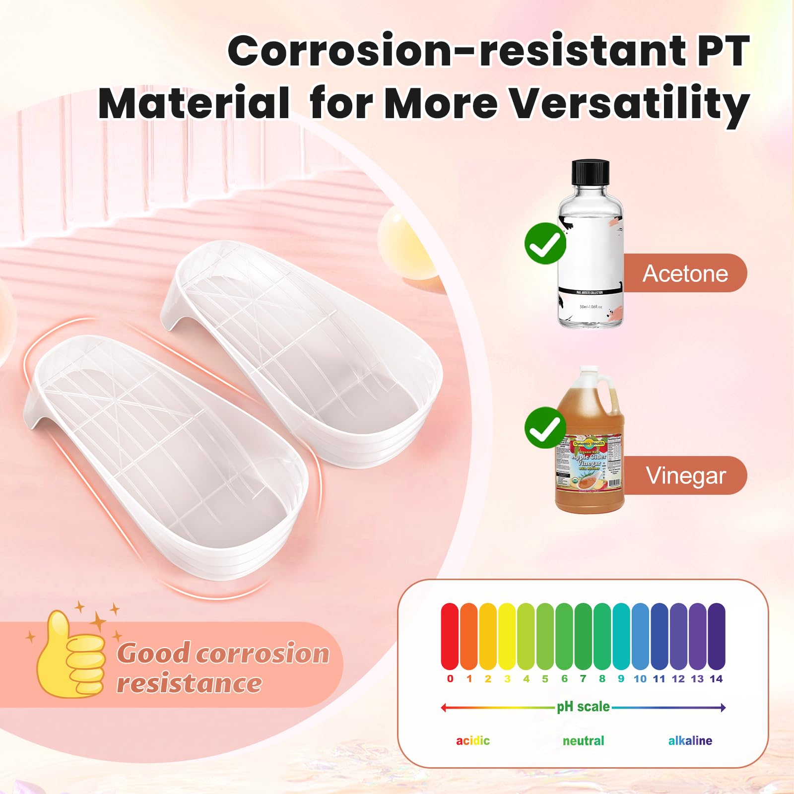 Yokilly Hand & Foot Nail Soaking Bowl Set – 12-Piece Large, Acetone-Proof PT Material (Pink/Clear)