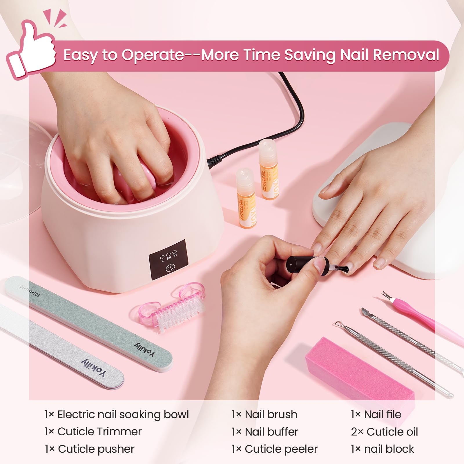 Yokilly Heated Nail Soaking Bowl | Three-Level Temperature Control for Faster, Gentler At-Home Nail Removals