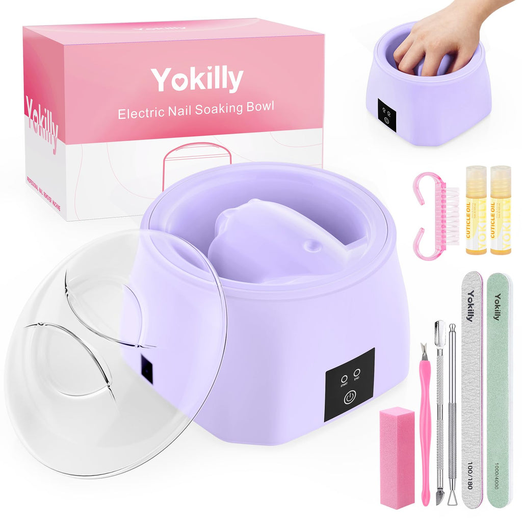 Yokilly Heated Nail Soaking Bowl – 50% Faster Nail Soak Off, Electric Manicure Bowl for Home Use (Purple)