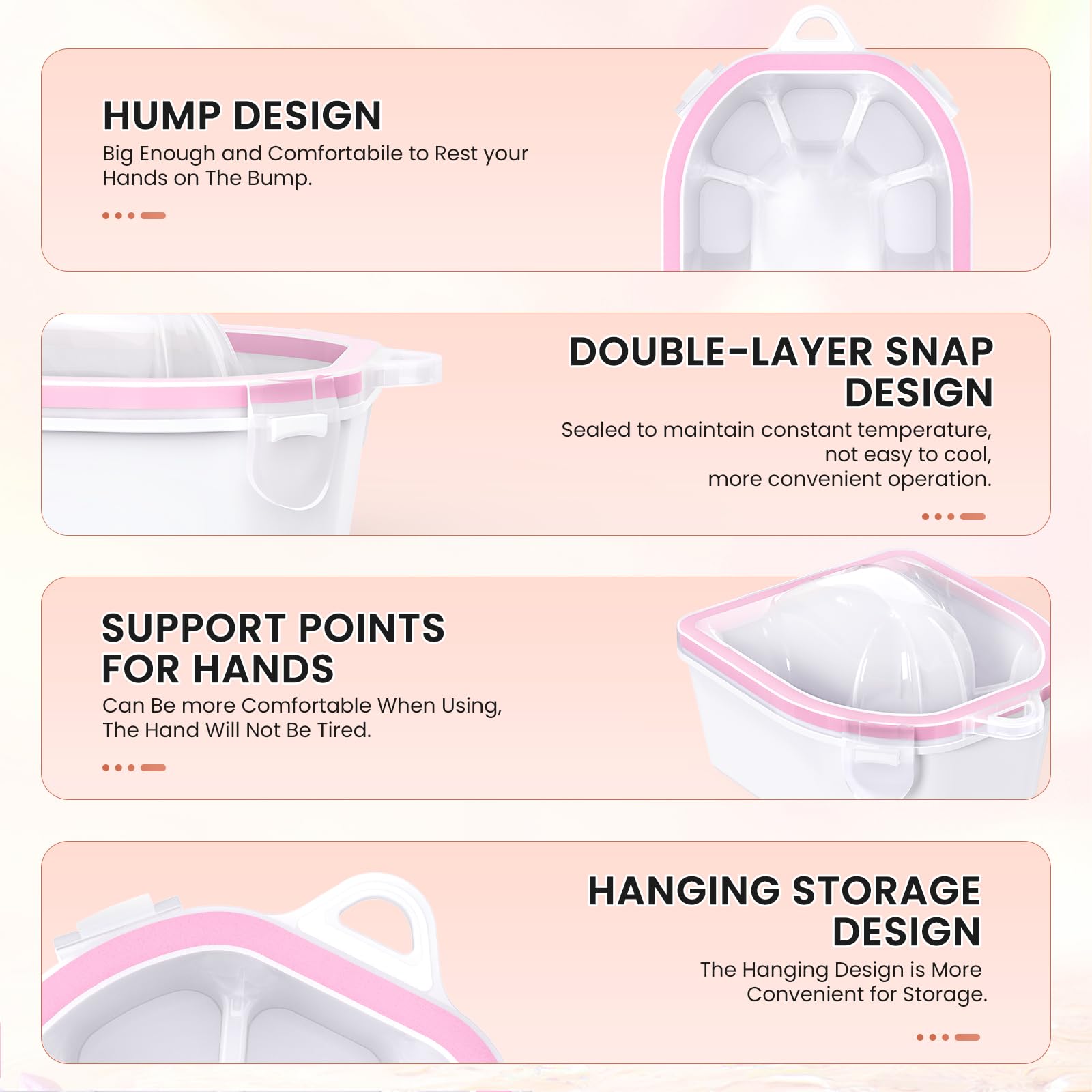 Yokilly Hand & Foot Nail Soaking Bowl Set – 12-Piece Large, Acetone-Proof PT Material (Pink/Clear)
