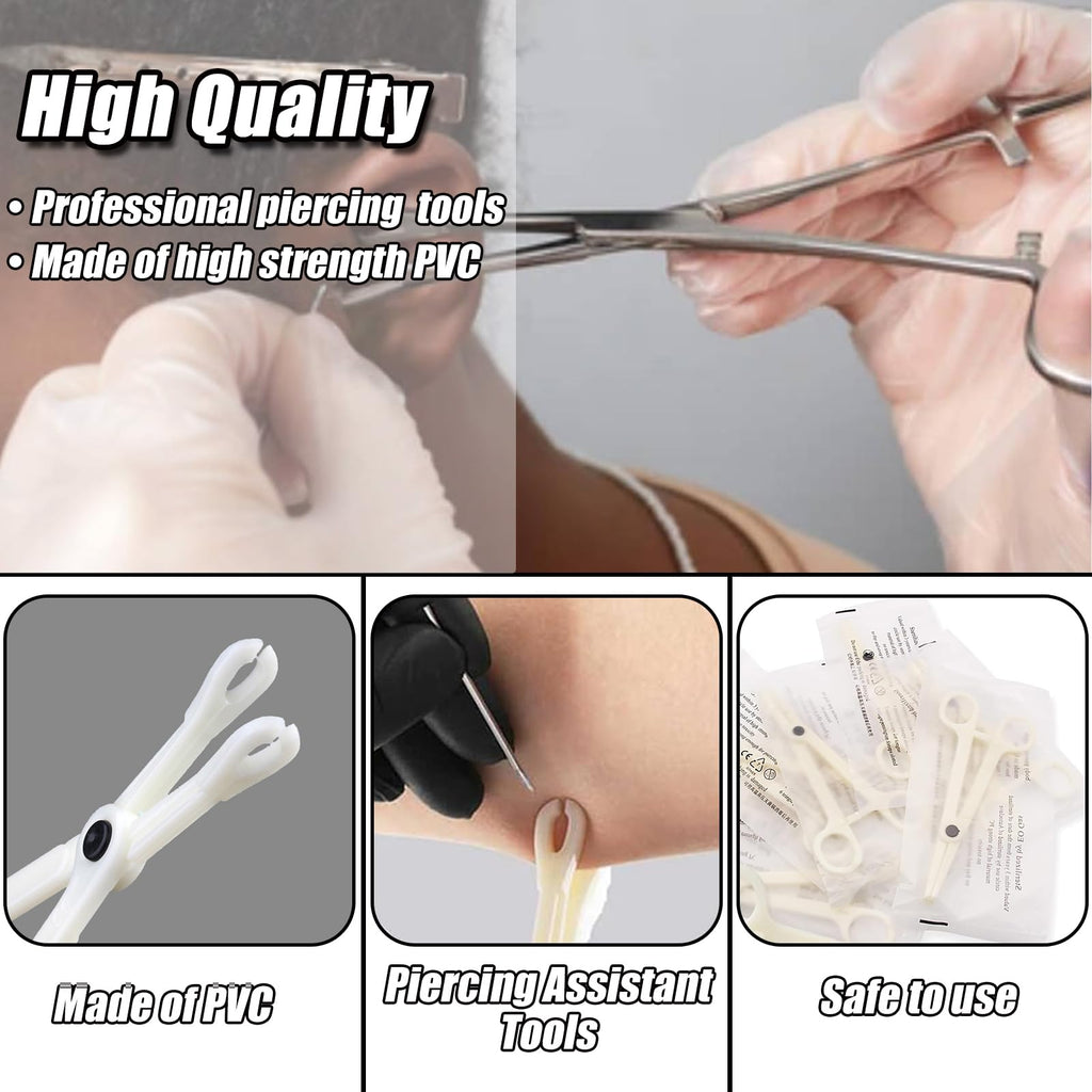 YONGDA 25Pcs Disposable Piercing Clamps – Self-Locking, Round Slot, PVC, Home & Studio Use