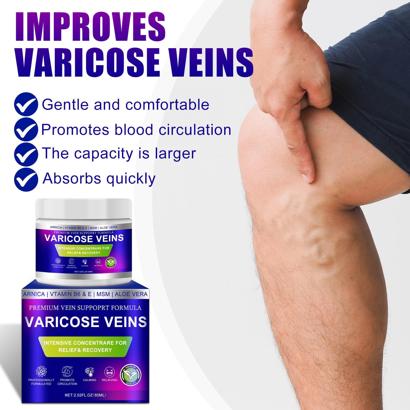 Yongsenina Varicose Veins Cream for Legs – Lightweight, Non-Sticky Vein & Spider Vein Treatment