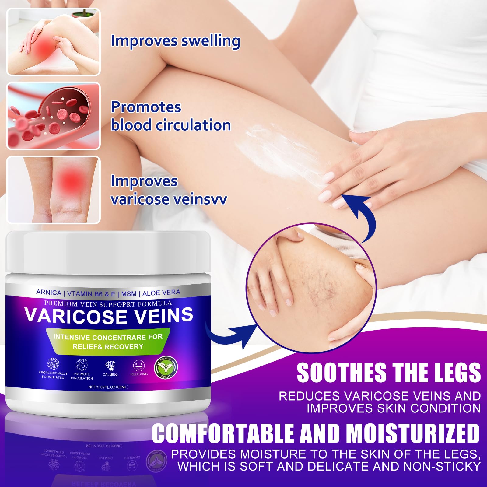 Yongsenina Varicose Veins Cream for Legs – Lightweight, Non-Sticky Vein & Spider Vein Treatment