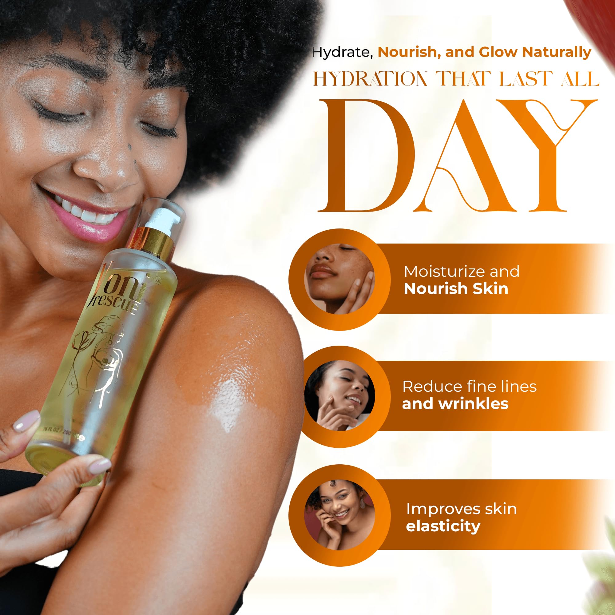 Yoni Rescue Vanilla Body Oil – Daily Skin Moisturizer with Apricot, Jojoba, Avocado & Vitamin E (6.76 oz)