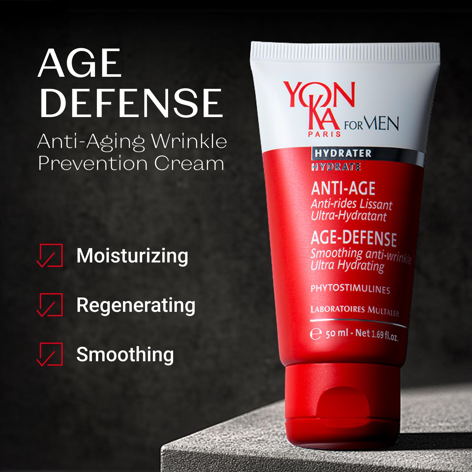 Yon-Ka Mens Age Defense Moisturizer | Anti-Aging Daily Face Lotion for Dry, Mature Skin