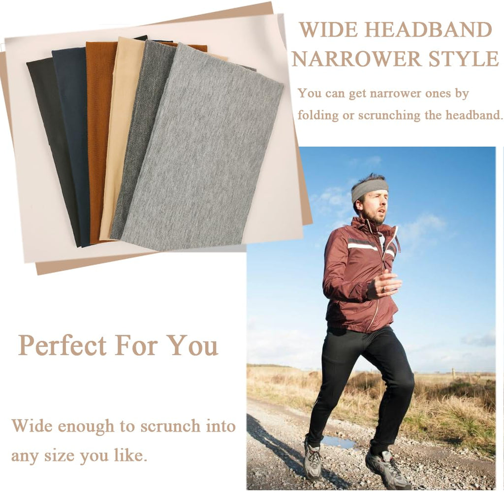 YONUF Wide Headbands For Women - Stretchy, Non-Slip Hair Bands in 6-Pack
