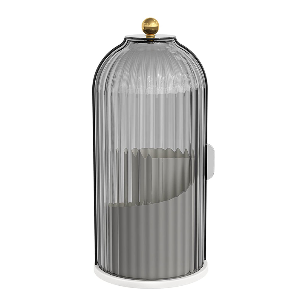 YOOLENS Makeup Brush Holder with Lid - 360° Rotating Clear Dustproof Organizer (Gray)