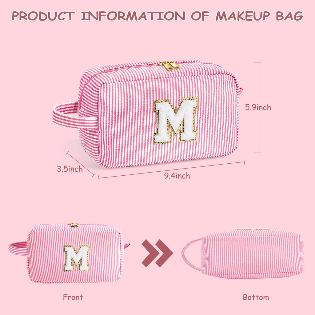 YOOLIFE Gifts for Mom - Personalized Initial Makeup Bags (Purple) 2-Pack