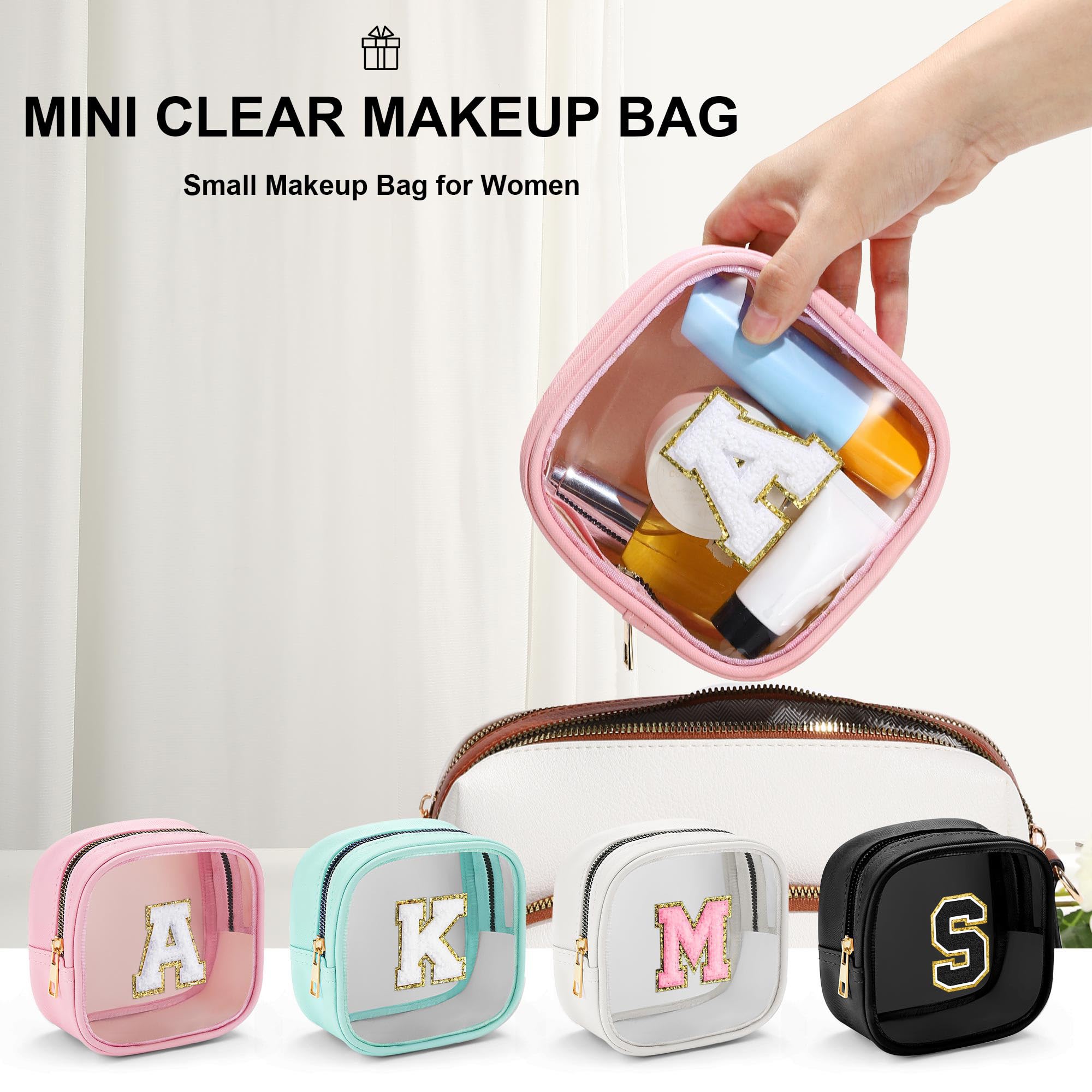 YOOLIFE Initial Makeup Bag – Clear Travel Toiletry Bag for Women