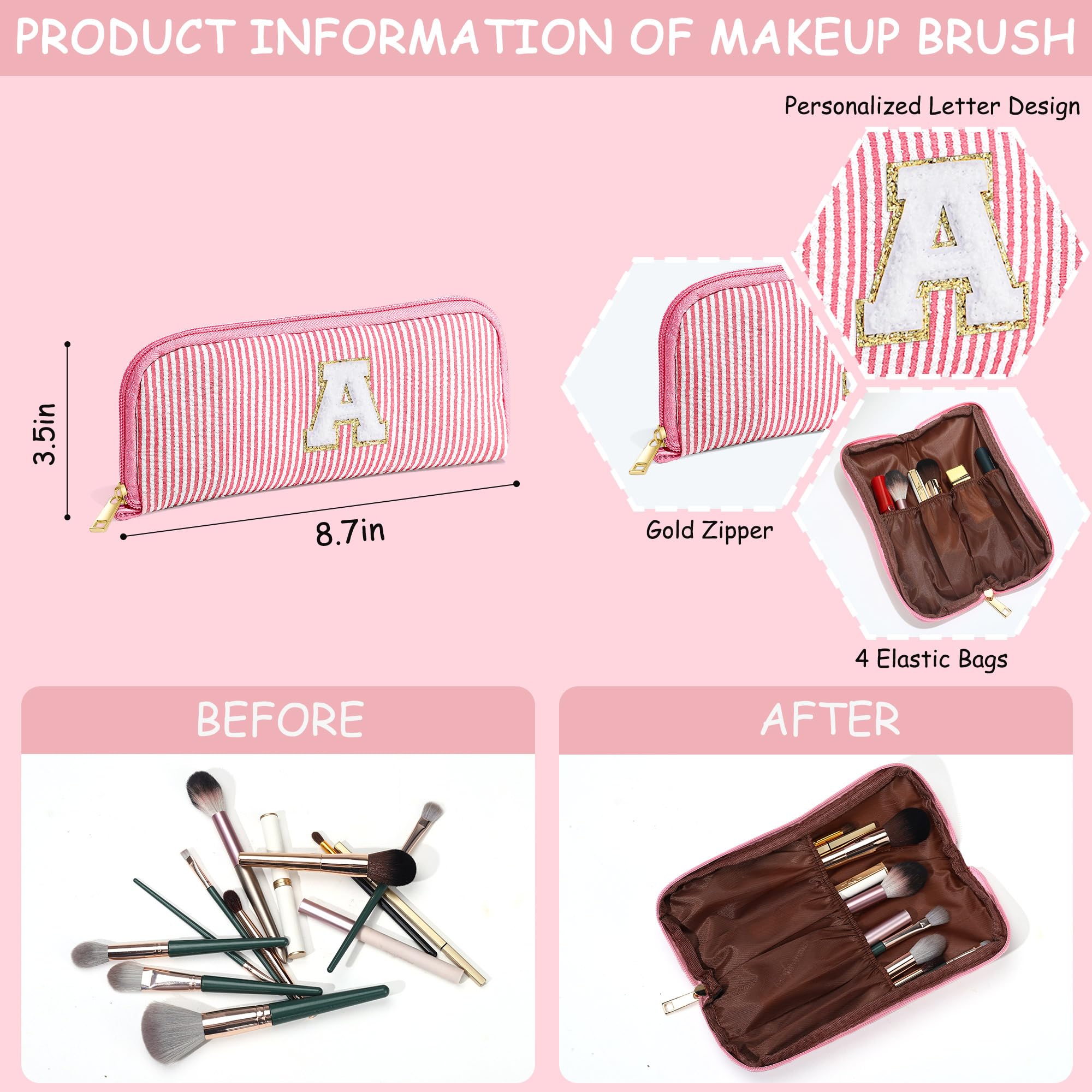 YOOLIFE Bridal Shower Gifts — 2-Pack Initial Purple Bridesmaid Makeup Bags