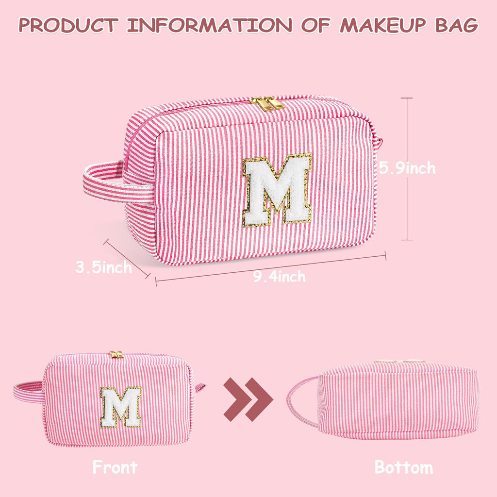 YOOLIFE Monogram Initial Purple Travel Makeup Bag – 2-Pack Gift for Women and Girls