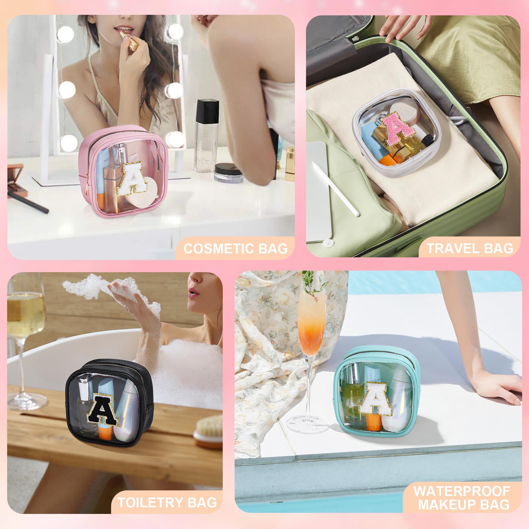 YOOLIFE Initial Makeup Bag – Clear Travel Toiletry Bag for Women