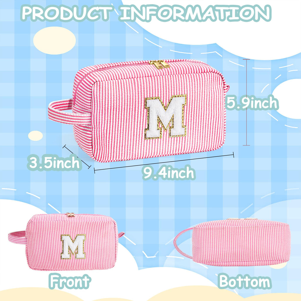 YOOLIFE Monogram Initial Blue Makeup Bag – 2-Pack Gift for Women, Personalized Letter C