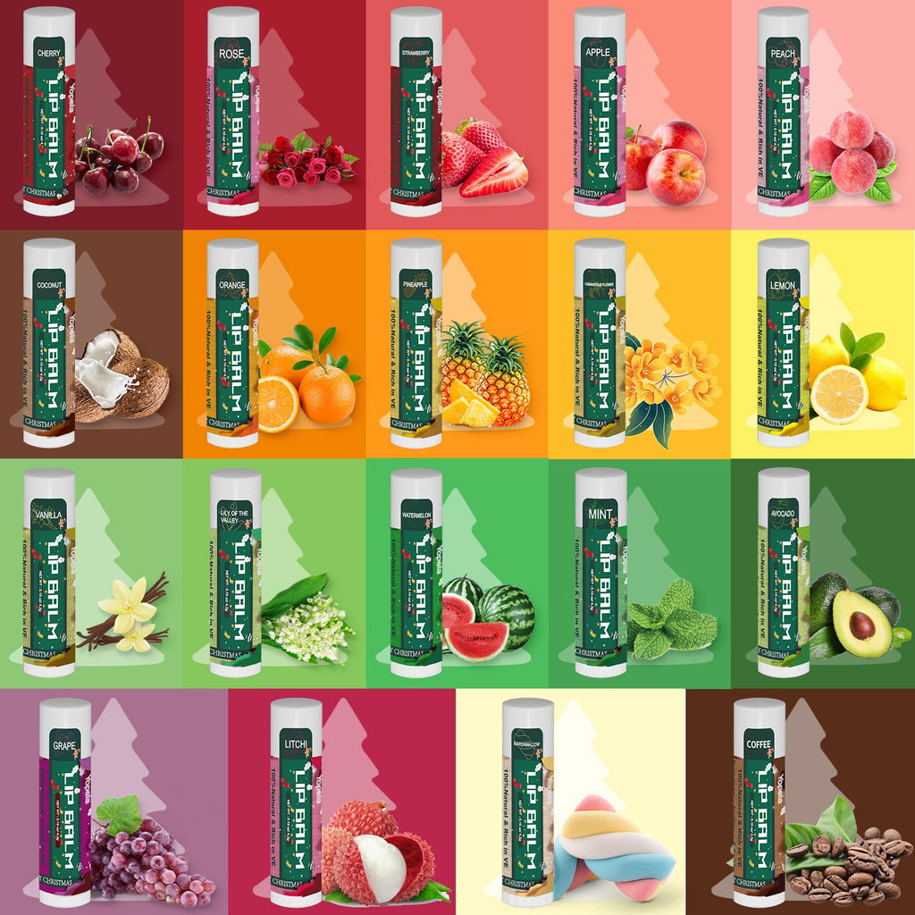 Yopela 76-Pack Christmas Lip Balm Bulk – 19 Flavors, Vitamin E & Coconut Oil
