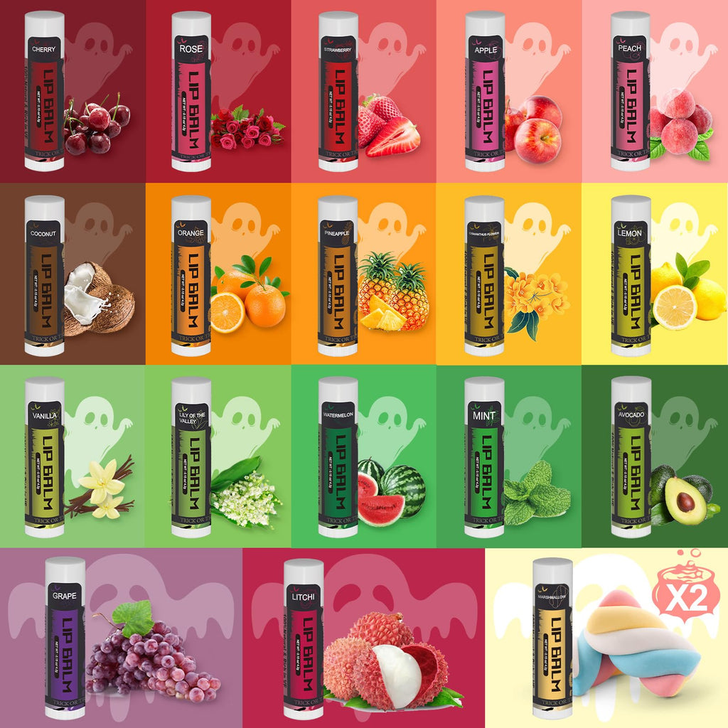 Yopela 76-Pack Halloween Lip Balm Bulk – Vitamin E, Coconut Oil, 18 Flavors, Non-GMO