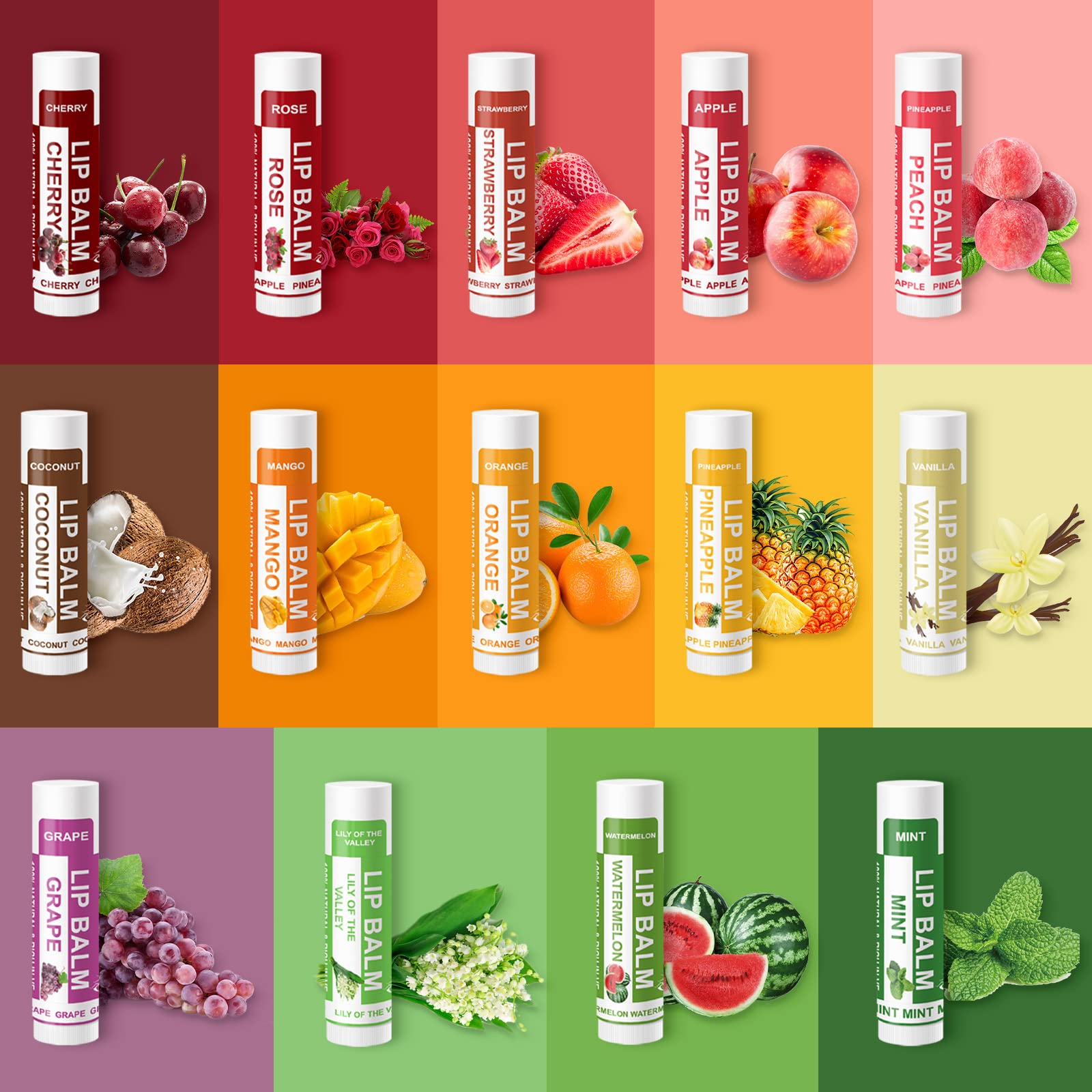 Yopela 56 Pack Natural Lip Balm — 14 Flavors, Vitamin E & Coconut Oil | Non-GMO Gift-Ready