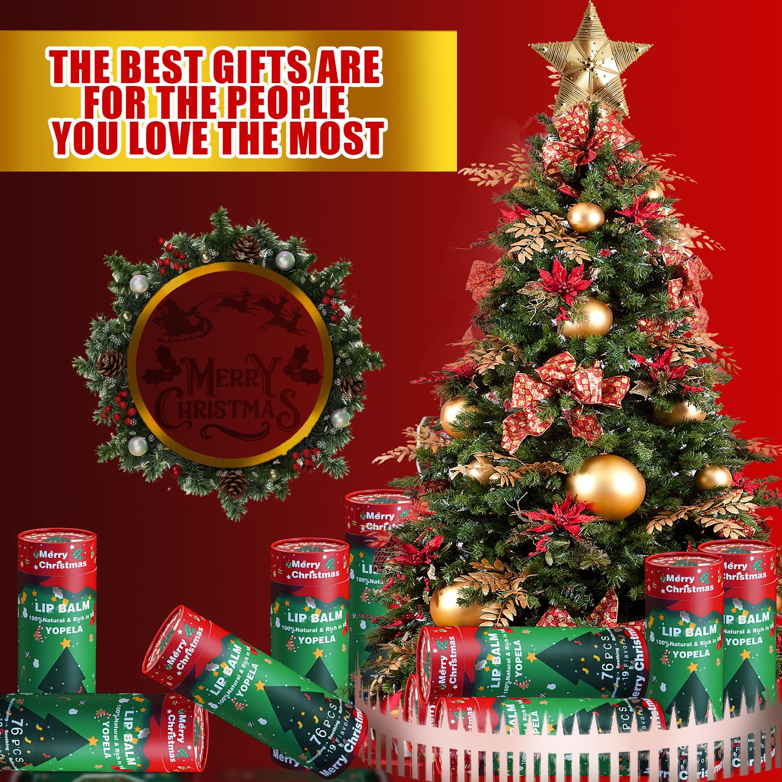 Yopela 76-Pack Christmas Lip Balm Bulk – 19 Flavors, Vitamin E & Coconut Oil