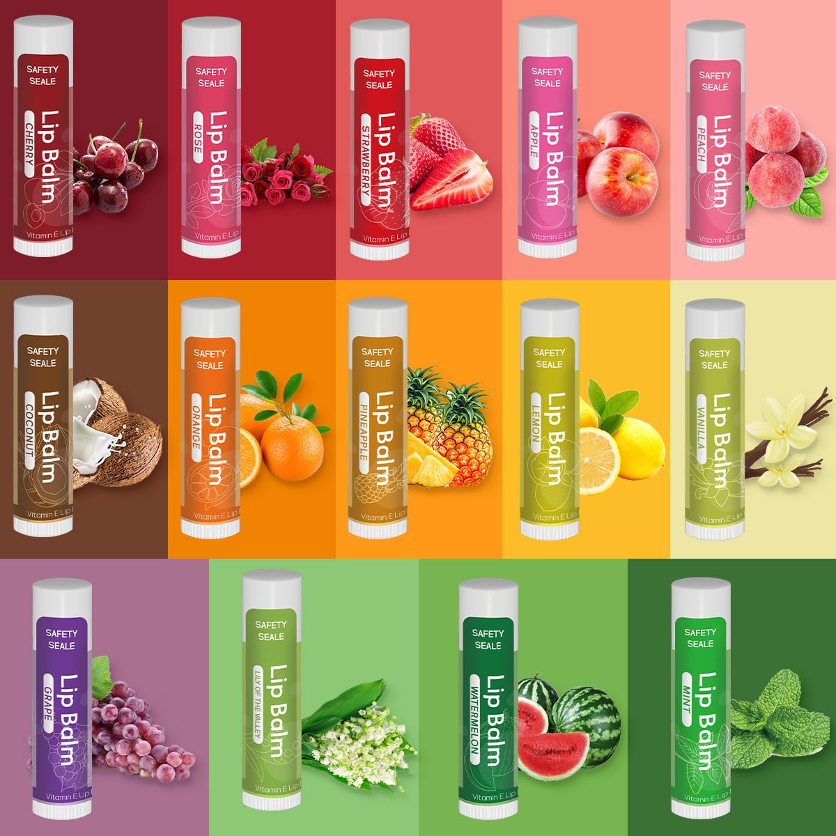 Yopela 84-Pack Natural Lip Balm with Vitamin E & Coconut Oil – 14 Flavors