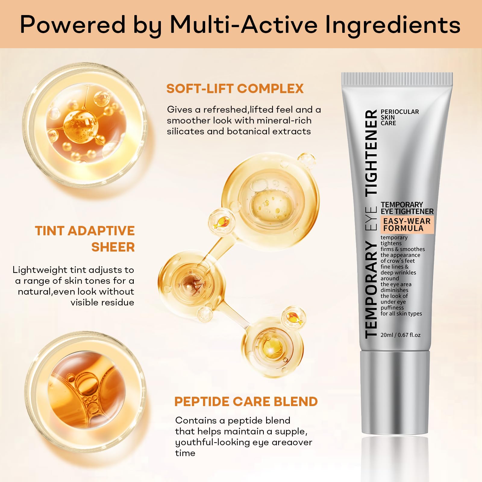 YoPoll Instant Eye Lift Cream – Temporary Under-Eye Tightener & Hydrating Primer with Hyaluronic Acid