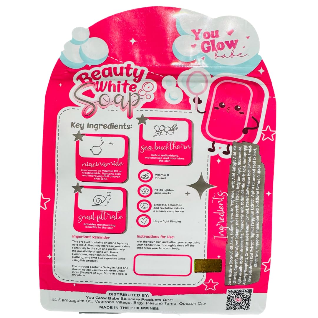 5 Bars You Glow Babe Beauty White Soap with Sea Buckthorn & Snail Extract – 70g Each