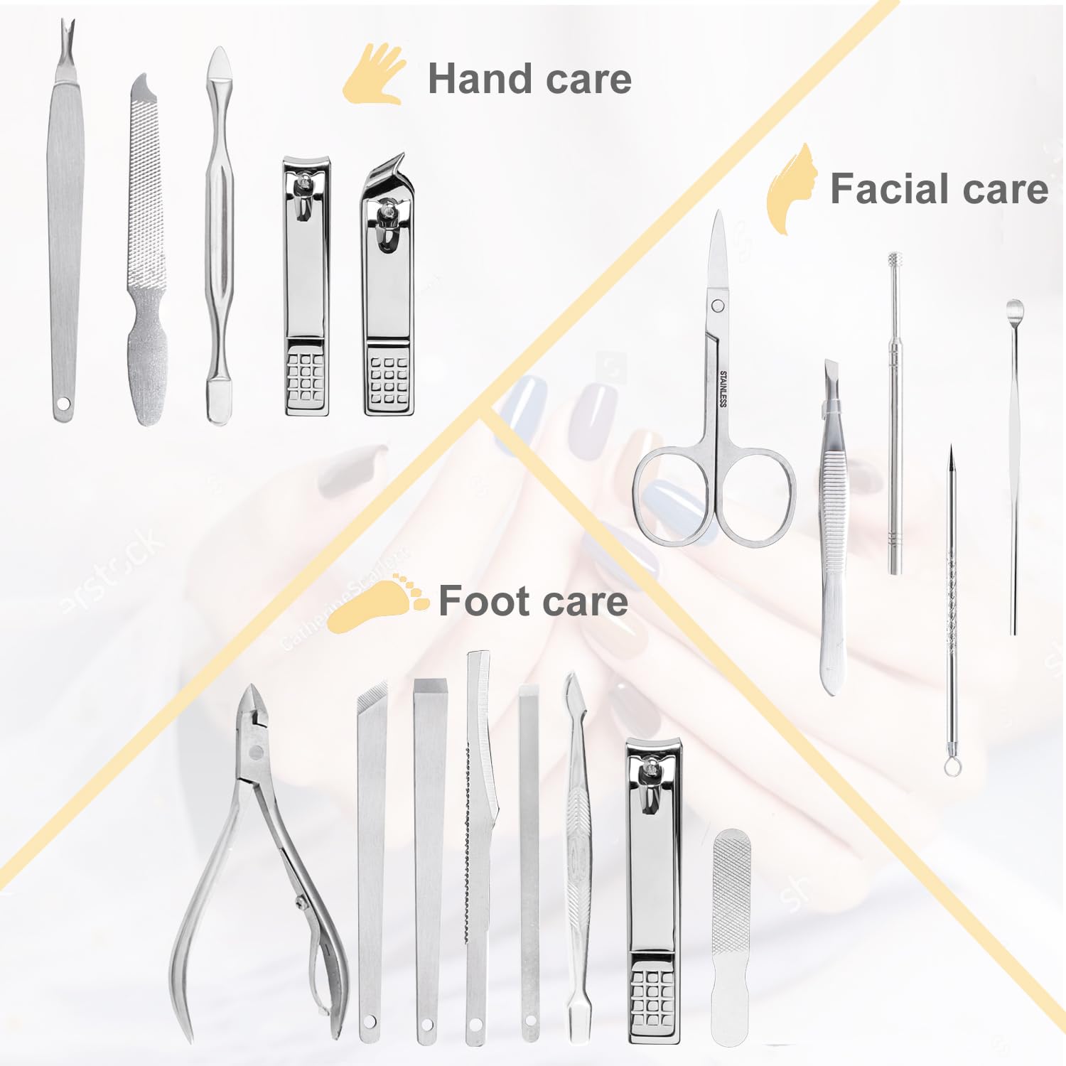 Yougai 18-Piece Nail Clippers Set – Stainless Steel Manicure Kit with Luxury Travel Case