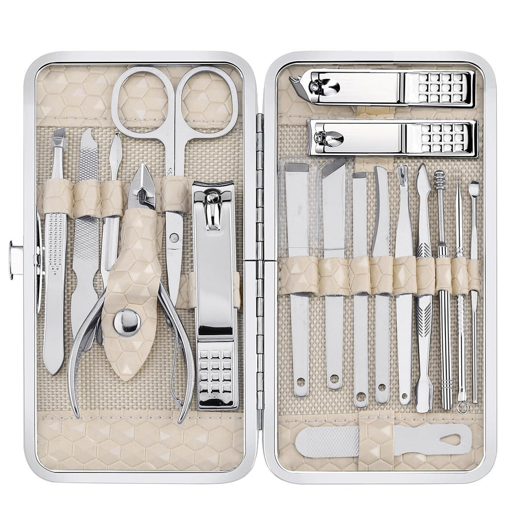Yougai 18-Piece Nail Clippers Set – Stainless Steel Manicure Kit with Luxury Travel Case
