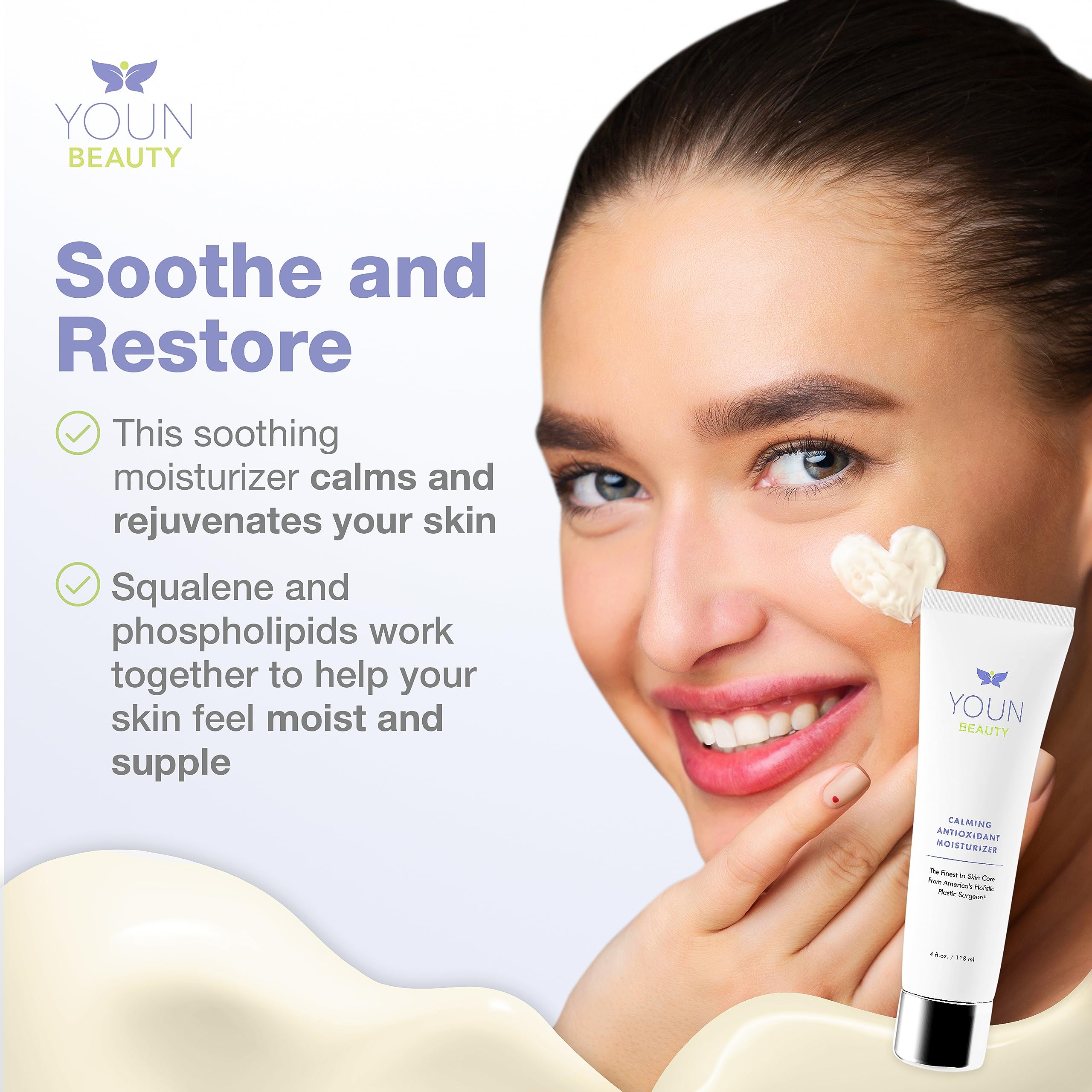 YOUN Beauty Calming Antioxidant Moisturizer — Face & Body, Paraben & Sulfate Free