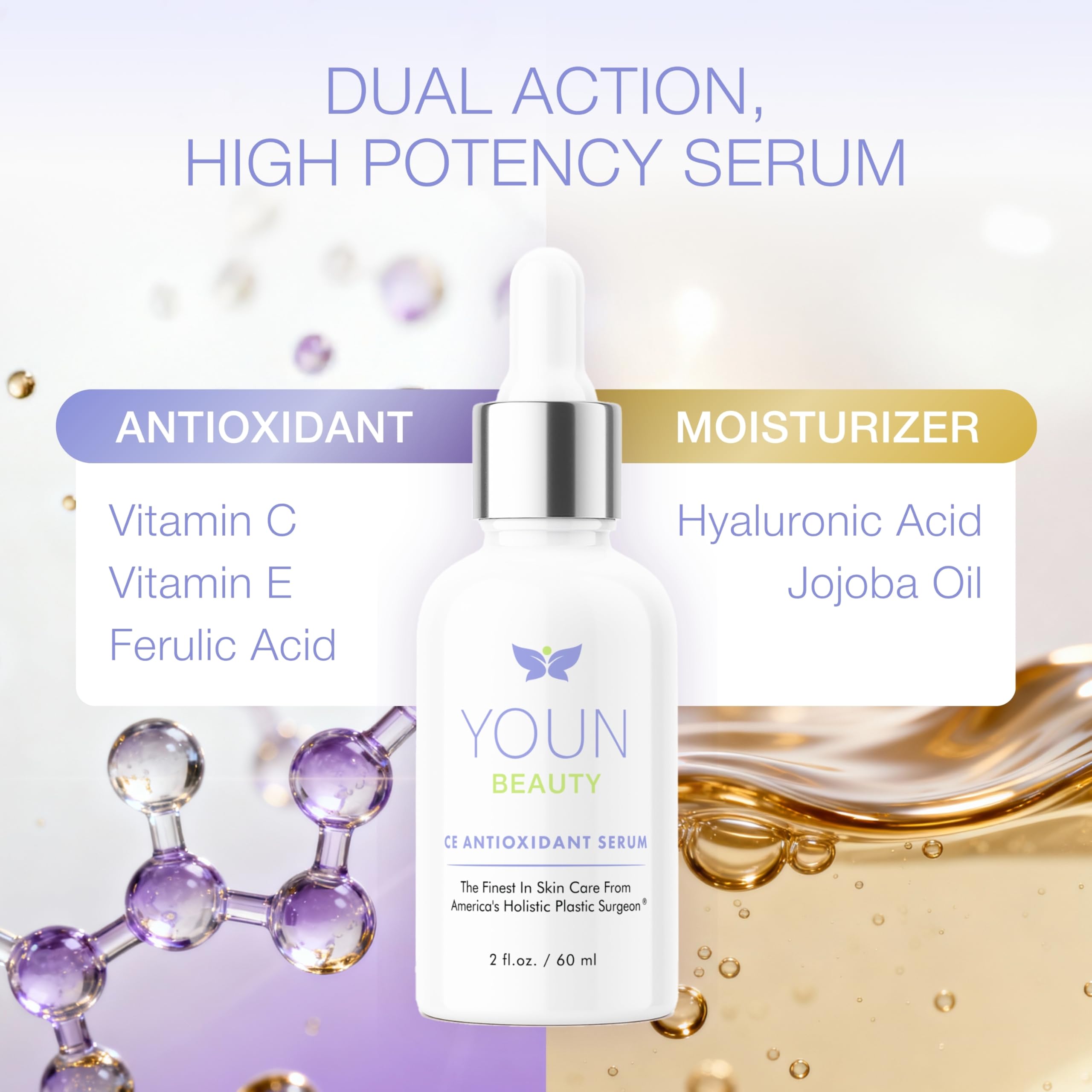 YOUN Beauty 20% Vitamin C Serum with Hyaluronic Acid – Antioxidant Face Serum by Dr. Anthony Youn | 60 ml