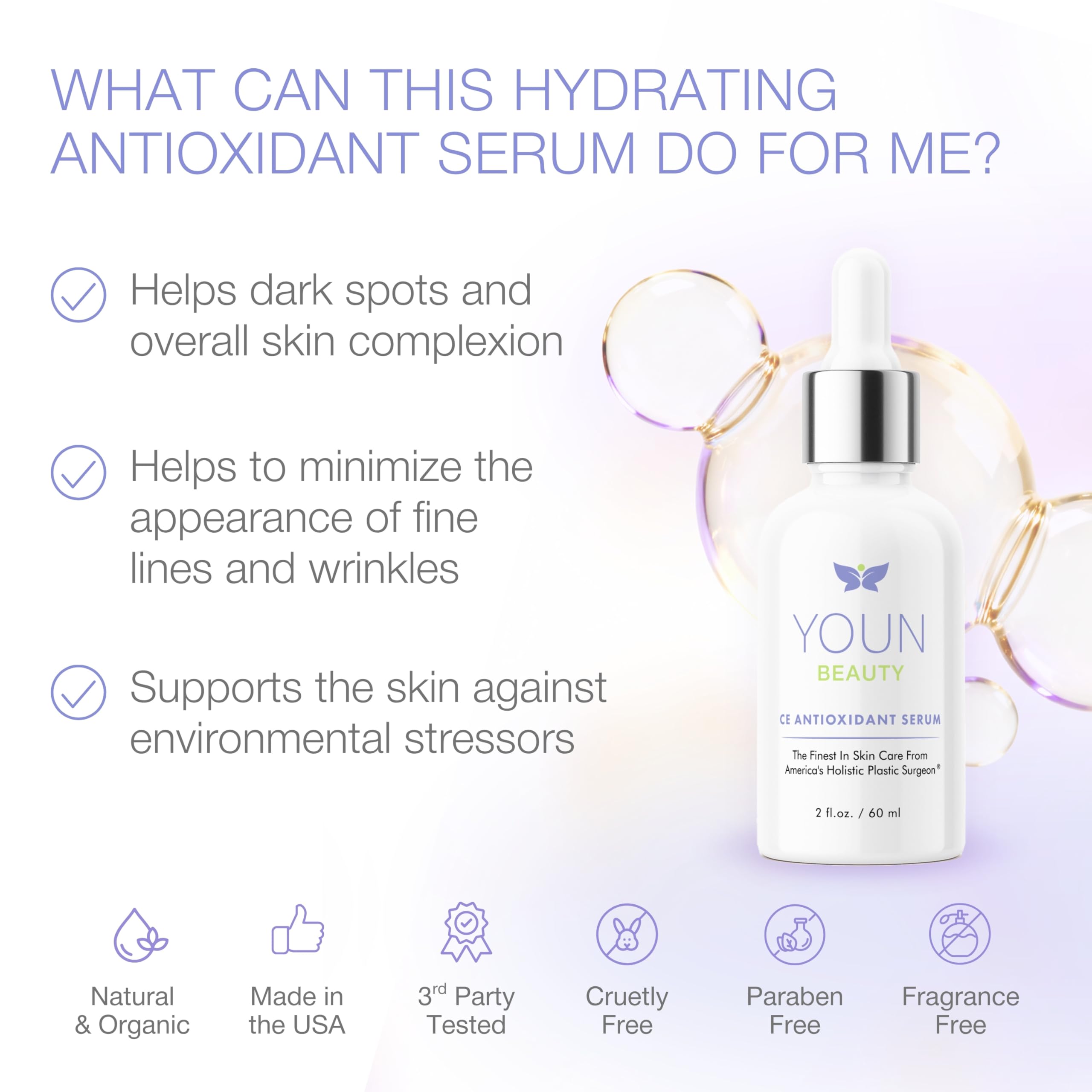 YOUN Beauty 20% Vitamin C Serum with Hyaluronic Acid – Antioxidant Face Serum by Dr. Anthony Youn | 60 ml