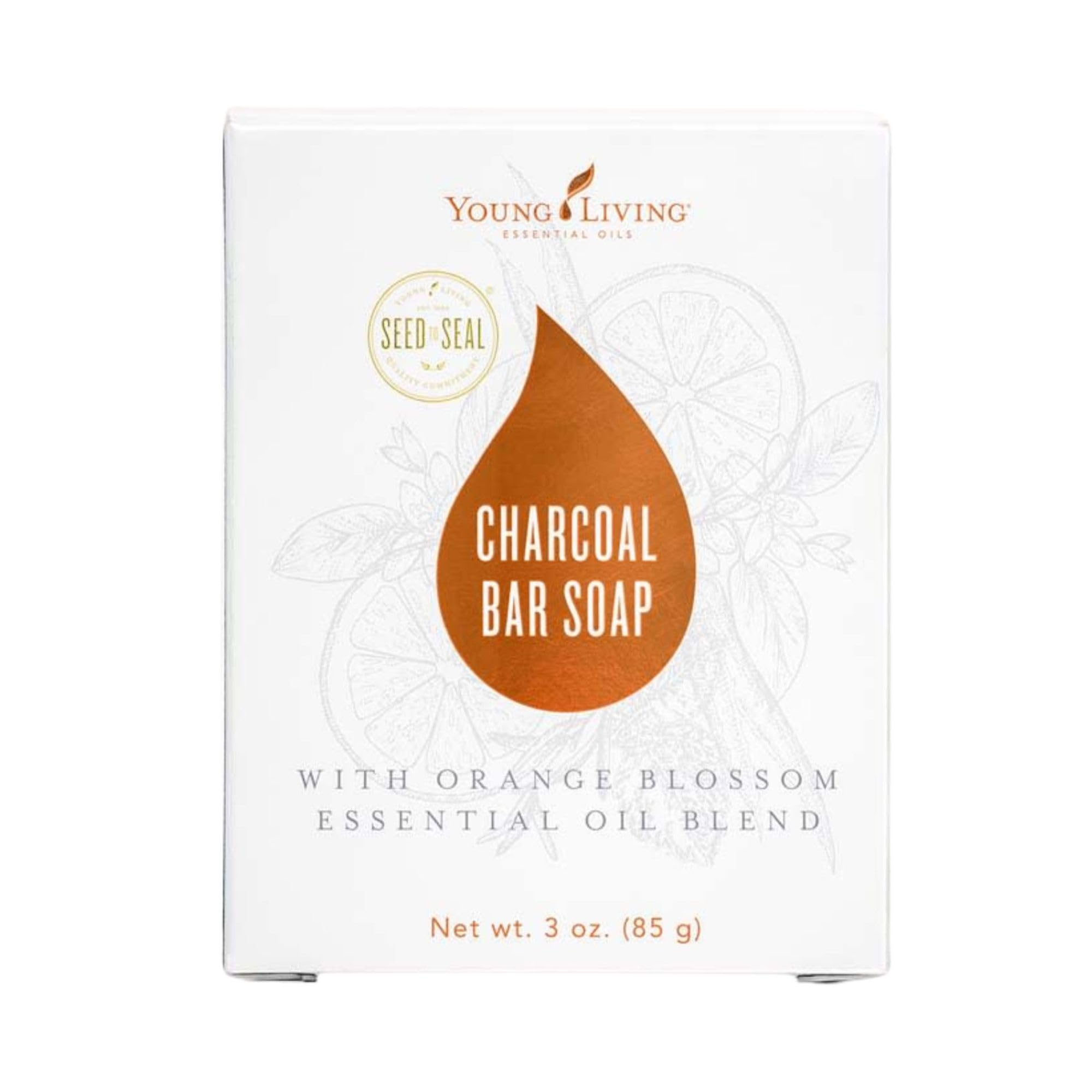 Young Living Charcoal Bar Soap - 3 oz for Acne-Prone & Oily Skin with Orange Blossom