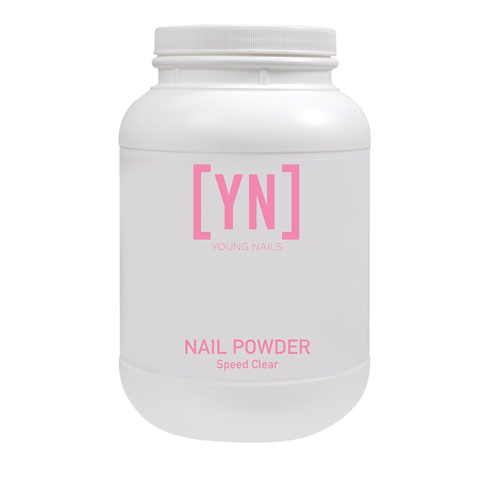Young Nails Acrylic Speed Powder – Self-Leveling, 60-Second Set, Clear/Nude/Pink/White, 2268g