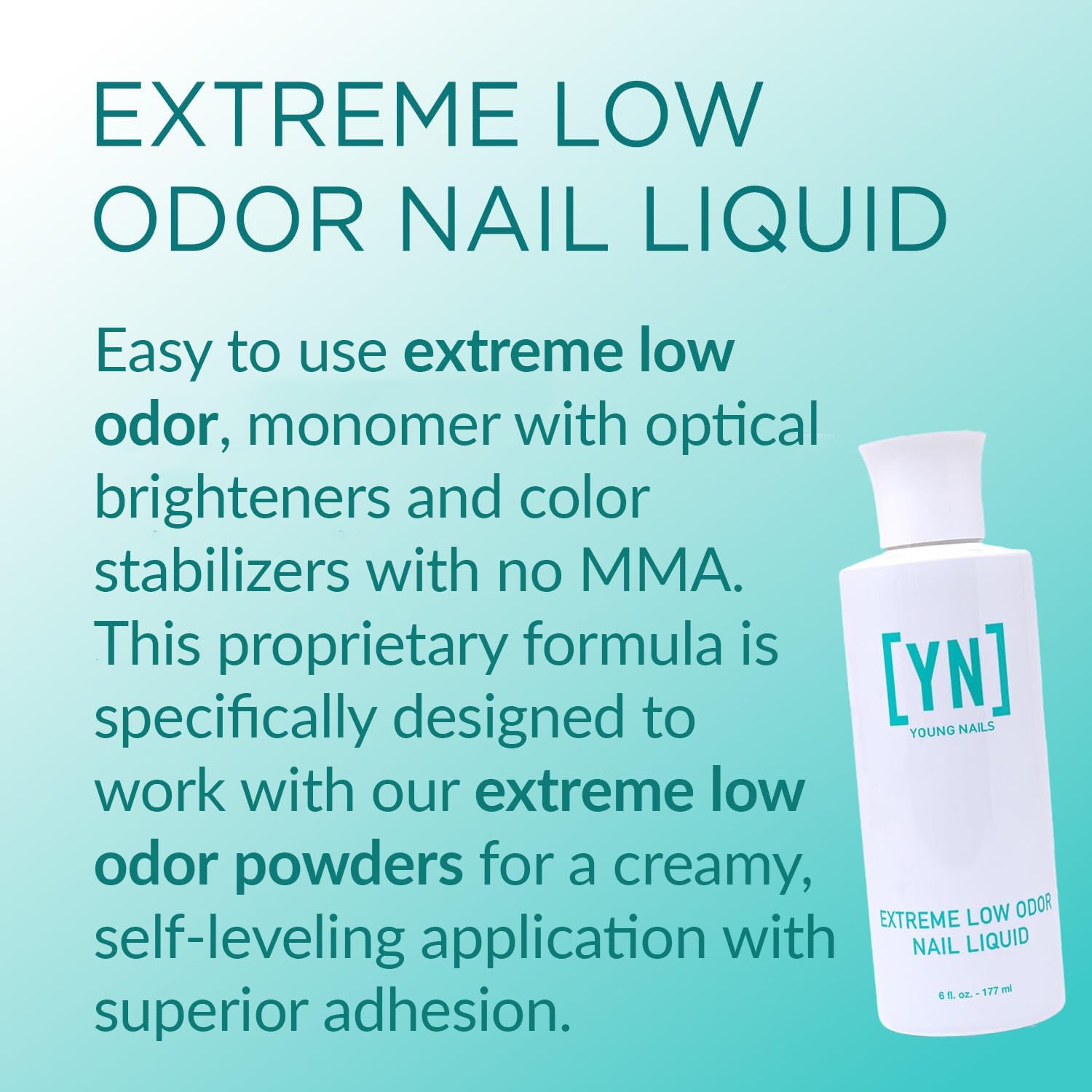 Young Nails Extreme Low Odor Nail Liquid Monomer – MMA Free, Non-Yellowing, 6 Fl Oz