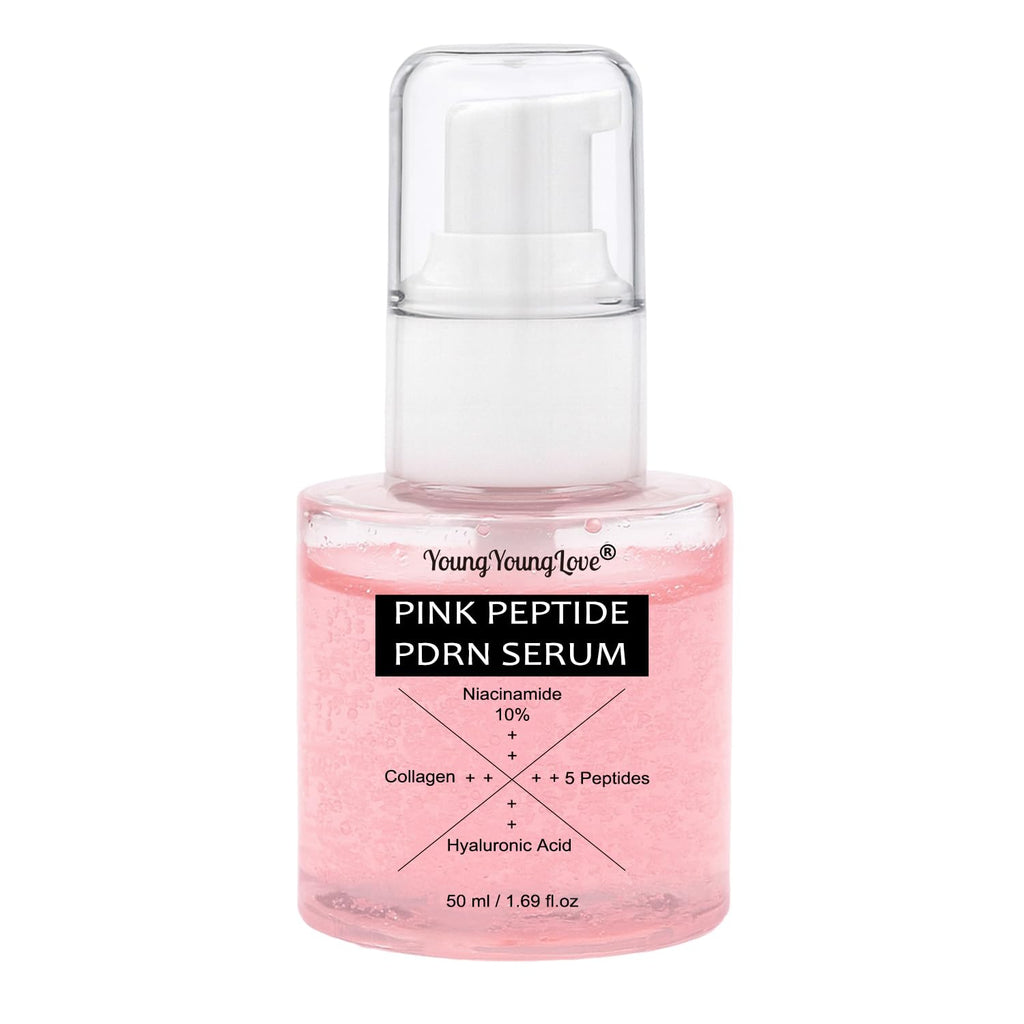 YOUNGYOUNGLOVE Pink Collagen Peptide PDRN Serum – 10% Niacinamide & Hyaluronic Acid, 1.69 oz