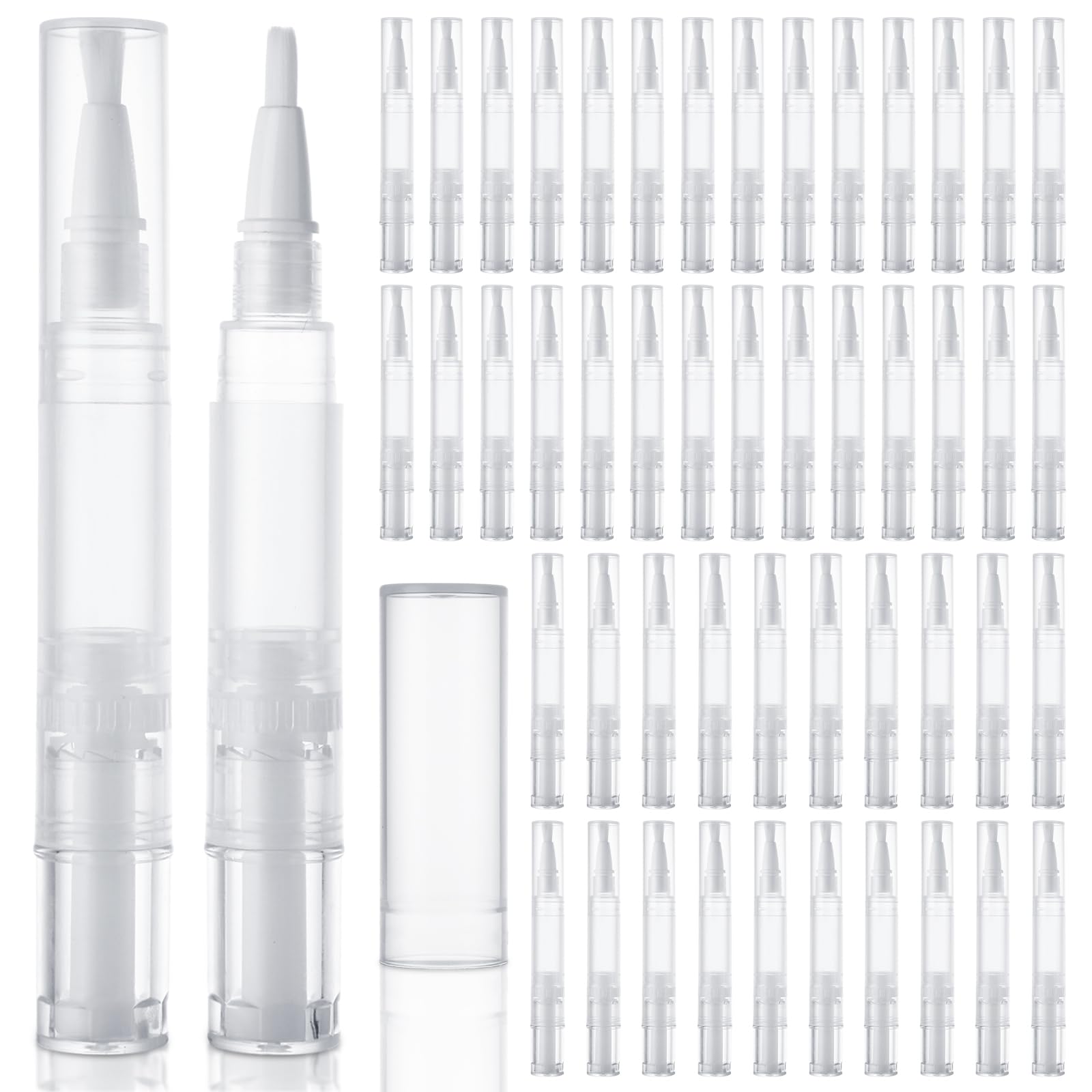 YOUNTHYE 50Pcs 5ml Cuticle Oil Pen - Empty Refillable Nail Oil Pen with Brush Tip