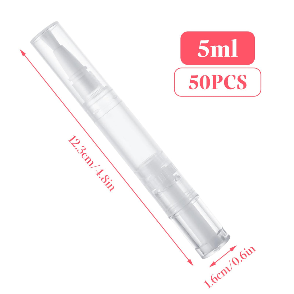 YOUNTHYE 50Pcs 5ml Cuticle Oil Pen - Empty Refillable Nail Oil Pen with Brush Tip