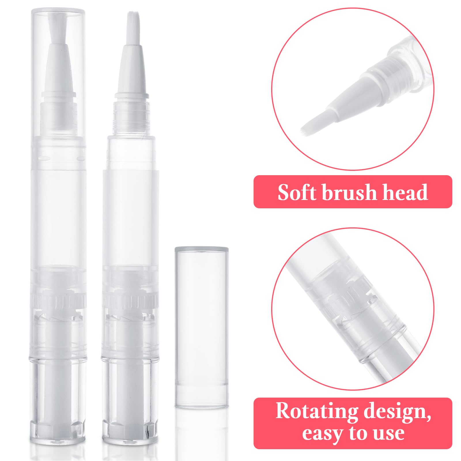 YOUNTHYE 50Pcs 5ml Cuticle Oil Pen - Empty Refillable Nail Oil Pen with Brush Tip