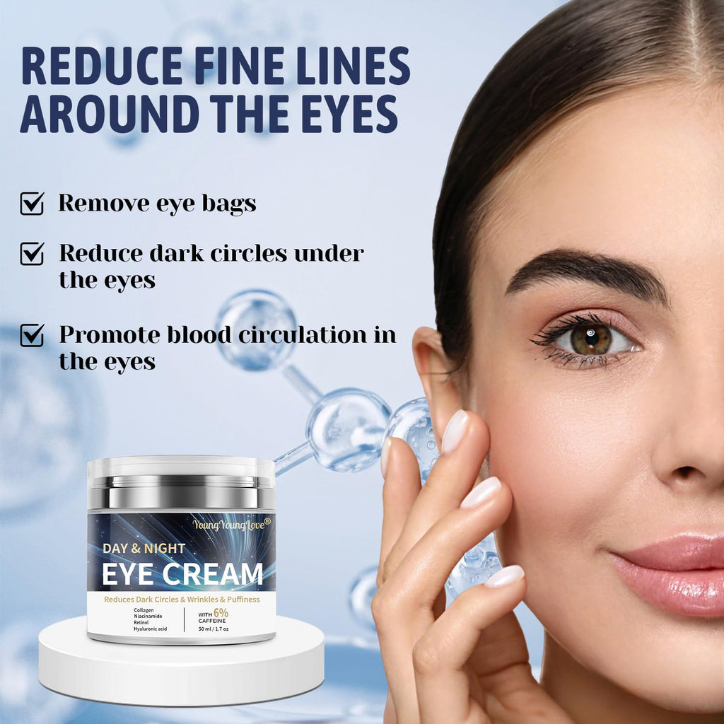 YOUNGYOUNGLOVE Day & Night Eye Cream - 6% Caffeine, Retinol, Niacinamide, Collagen