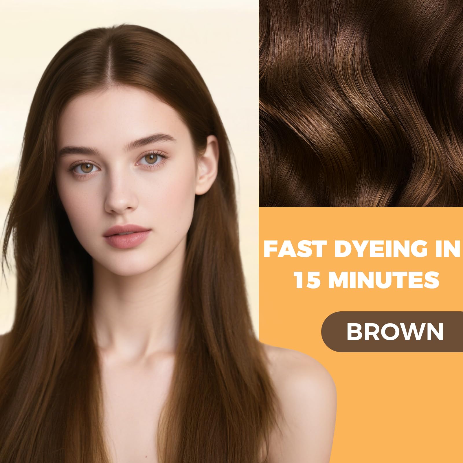 YOURTONE Brown Hair Dye Shampoo 3-in-1 for Gray Hair Coverage – Herbal Color & Hydration (16.9 oz)
