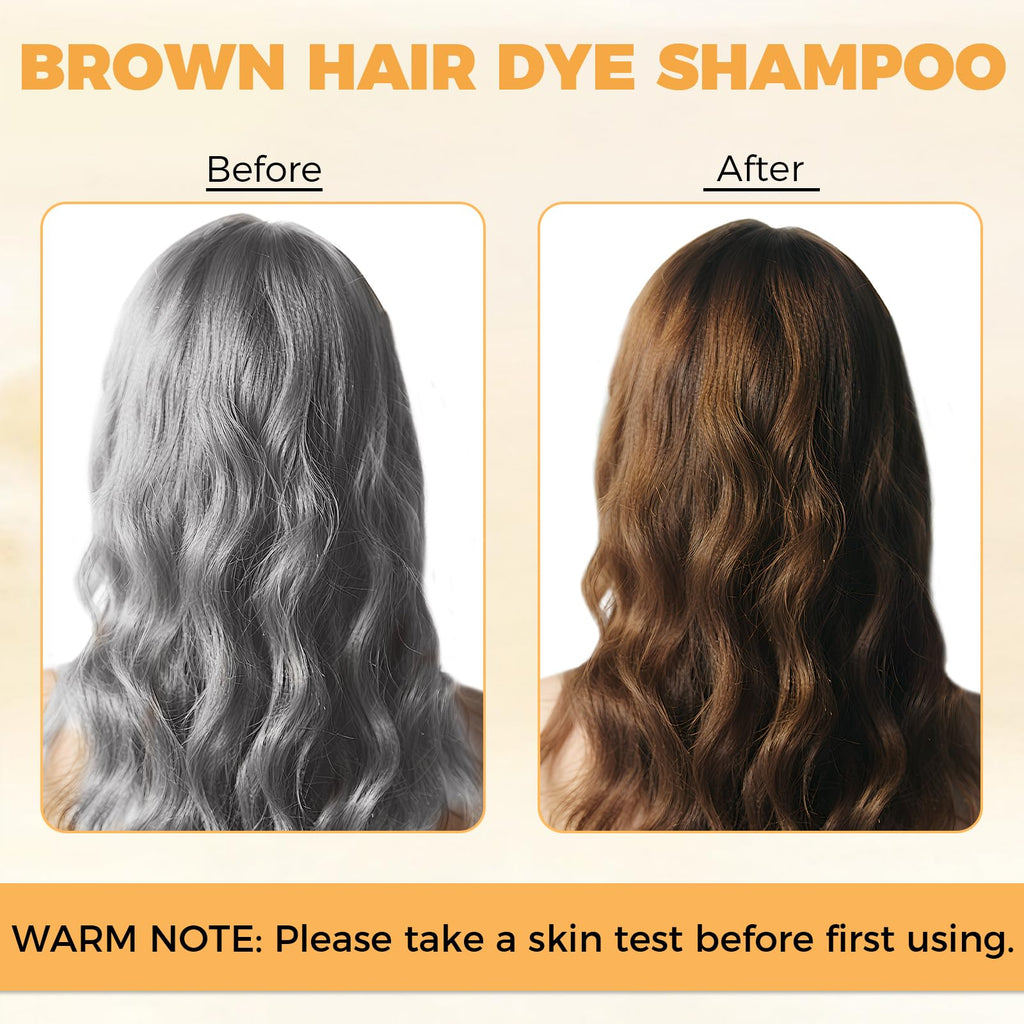 YOURTONE Brown Hair Dye Shampoo 3-in-1 for Gray Hair Coverage – Herbal Color & Hydration (16.9 oz)
