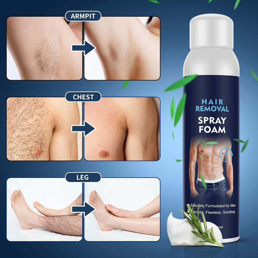 YOURTONE Hair Removal Spray Foam for Men – No-Irritation Depilatory for Underarms, Chest, Back & Legs